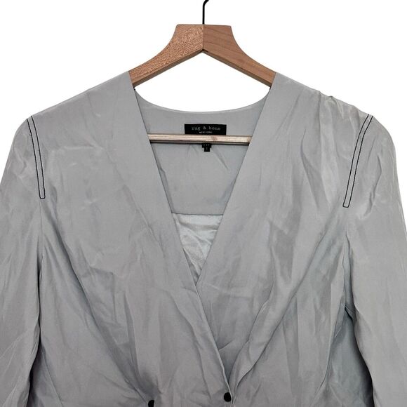 Rag & Bone Debbie XXS Silk Surplice long sleeves gray Minimalist blouse - Picture 5 of 12